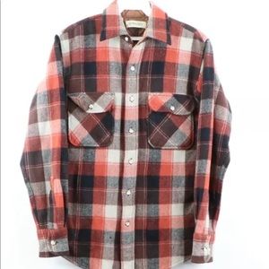 Vintage 1980’s Mens Small Double Pocket Wool Plaid Flannel Shirt